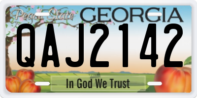 GA license plate QAJ2142
