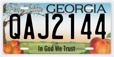 GA license plate QAJ2144