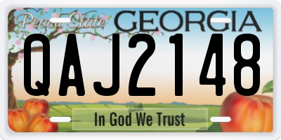 GA license plate QAJ2148