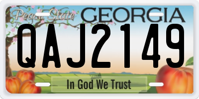 GA license plate QAJ2149