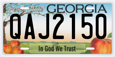 GA license plate QAJ2150
