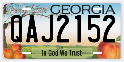 GA license plate QAJ2152