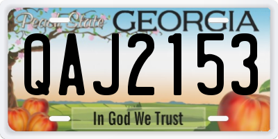 GA license plate QAJ2153