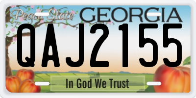 GA license plate QAJ2155