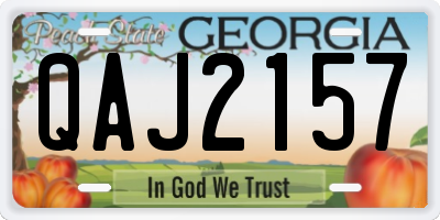 GA license plate QAJ2157