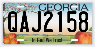 GA license plate QAJ2158