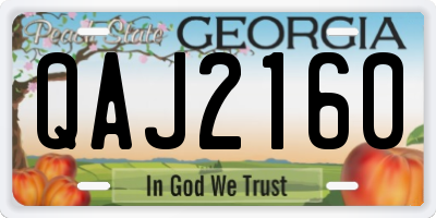 GA license plate QAJ2160