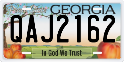 GA license plate QAJ2162