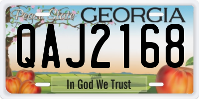 GA license plate QAJ2168