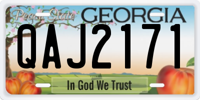 GA license plate QAJ2171