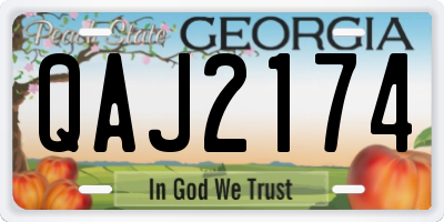 GA license plate QAJ2174