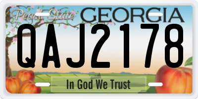 GA license plate QAJ2178