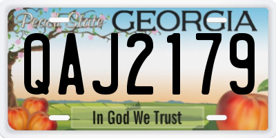 GA license plate QAJ2179