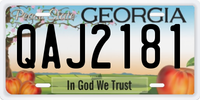 GA license plate QAJ2181