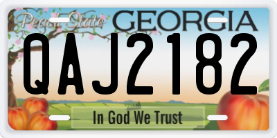 GA license plate QAJ2182