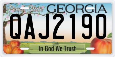 GA license plate QAJ2190