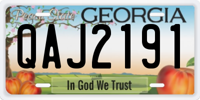 GA license plate QAJ2191