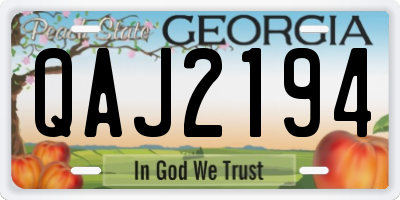 GA license plate QAJ2194