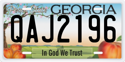 GA license plate QAJ2196