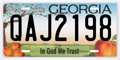 GA license plate QAJ2198