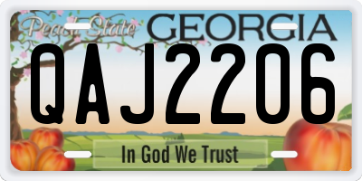 GA license plate QAJ2206