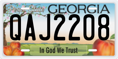 GA license plate QAJ2208