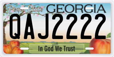 GA license plate QAJ2222