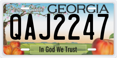 GA license plate QAJ2247