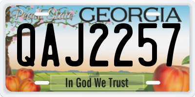 GA license plate QAJ2257