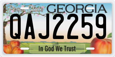 GA license plate QAJ2259