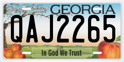 GA license plate QAJ2265