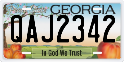 GA license plate QAJ2342