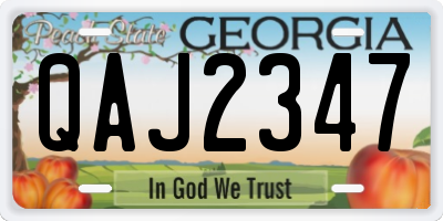 GA license plate QAJ2347