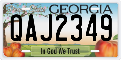 GA license plate QAJ2349