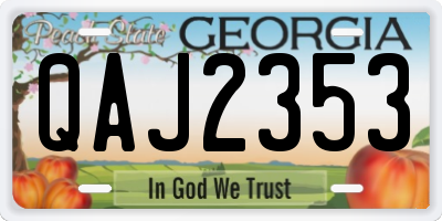 GA license plate QAJ2353