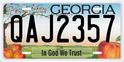 GA license plate QAJ2357
