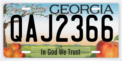 GA license plate QAJ2366