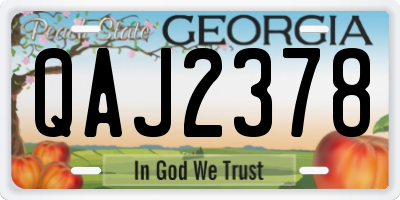 GA license plate QAJ2378