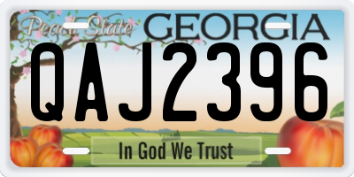 GA license plate QAJ2396