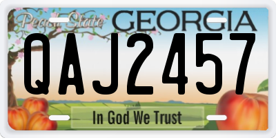GA license plate QAJ2457