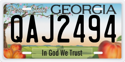 GA license plate QAJ2494