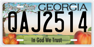 GA license plate QAJ2514