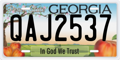 GA license plate QAJ2537