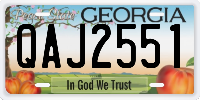 GA license plate QAJ2551