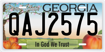 GA license plate QAJ2575