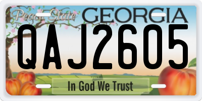GA license plate QAJ2605