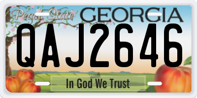GA license plate QAJ2646