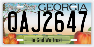 GA license plate QAJ2647