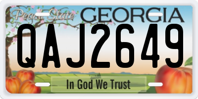 GA license plate QAJ2649