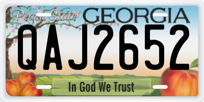 GA license plate QAJ2652